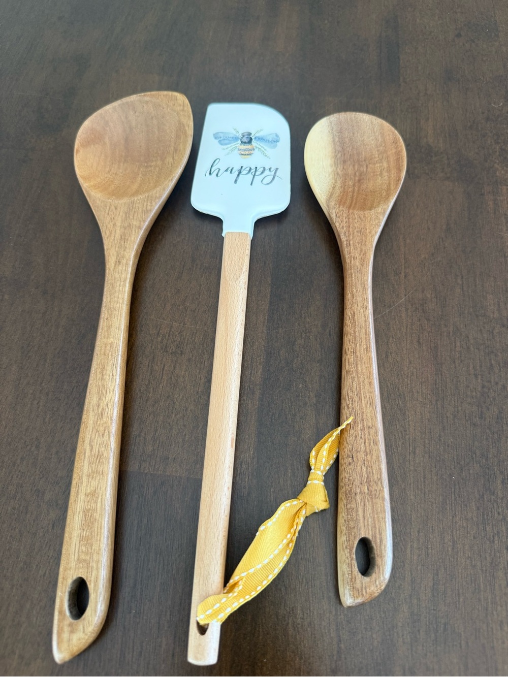 Bee Happy Kitchen Utensil Set Wood Spoons & Primitives by Kathy Spatula 3 Pc